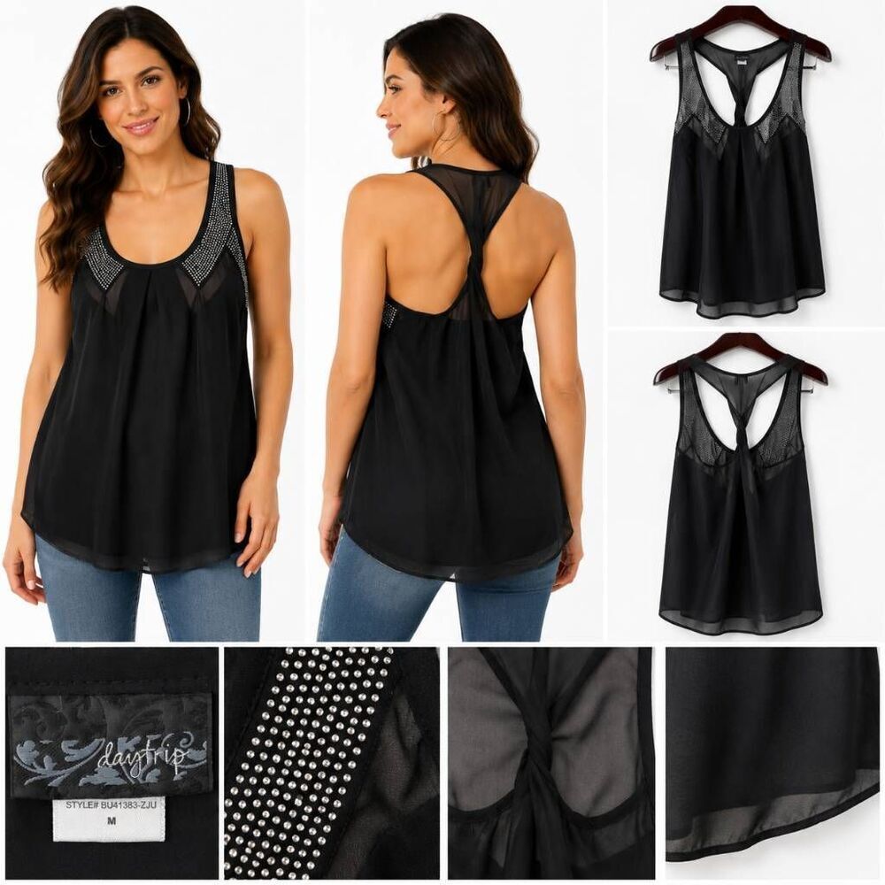 Daytrip Size Small Black Sheer Shell Top